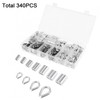 340pcs Wire Rope Cable Thimbles Aluminum Crimping Loop Sleeve Assortment