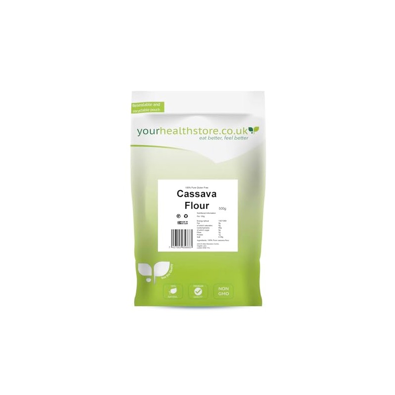 yourhealthstore Cassava Flour 500g, Gluten Free, Premium Quality All Purpose