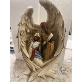Napco African American Holy Family in Wings Figurine