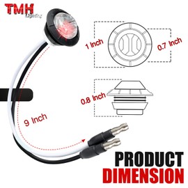 TMH 3/4 Inch LED Marker Clear Lens Red Light with Connector Plug Clearance Bullet Side Marker Indicator Light Waterproof Universal Fits RV, Boat, Pickup Truck 12V DC (Pack of 100)