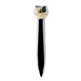LX Hand Painted Black White Cat Face Letter Opener