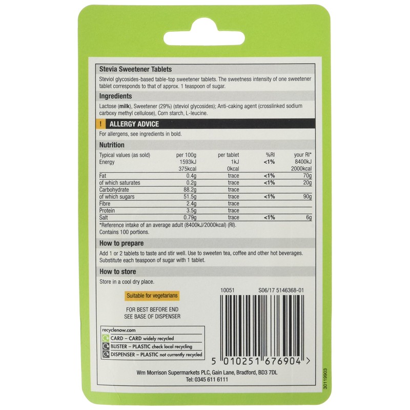 Morrisons Stevia Sweetener, Pack of 12, 100 Tablet