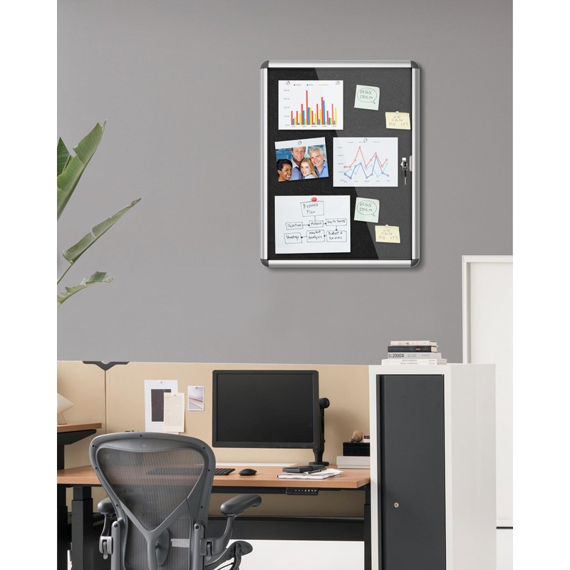 Mifuro 26"x20" Enclosed Bulletin Board, Lockable Weather-Resistant Aluminum Cork Noticeboard