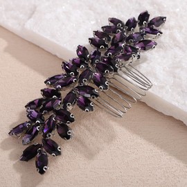Octwine Vintage Bridal Wedding Hair Comb Silver Blue Green Red Rhinestone Hair Comb Bridal Side Comb Crystal Hair Piece Wedding Party Prom Hair Accessories for Women (Purple)