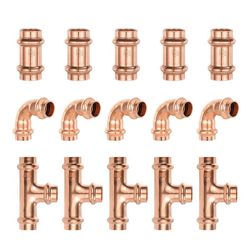 15-Pro Pack Orianse Copper Propress Fittings Plumbing Heavy Duty 1/2"