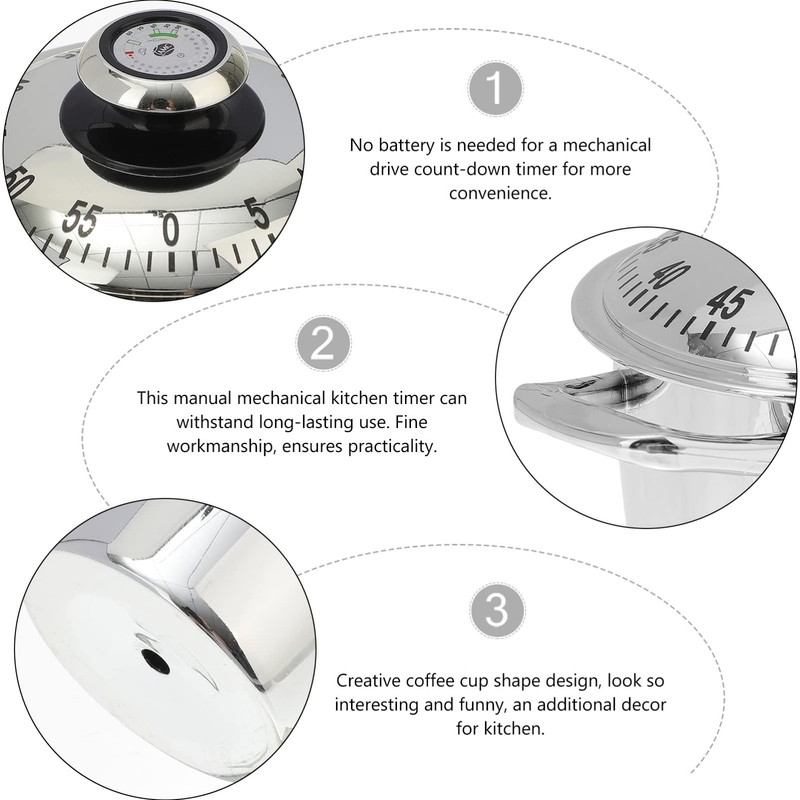 SOLUSTRE Mechanical Kitchen Timer Reminder Timer Mechanical Reminder Pot Shape
