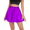 Women's Shiny Flared Pleated Mini Skater Skirt (XL, Purple)