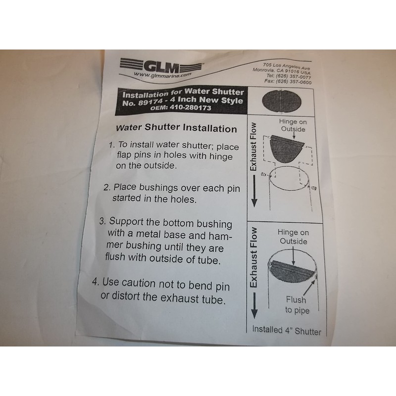 Marine Engine Water Shutter Exhaust Flapper Valves 4 Inch 4"