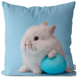 VOID Osterhase Osterei Ostern Kissenbezug 80x80 Kissenhülle Polyester Zierkissen Couchkissen Ostern Osterdeko Deko, Kissen Größe:80 x 80 cm