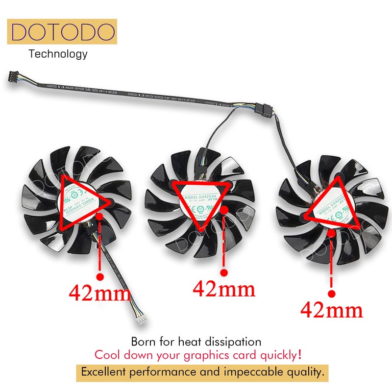 Dotodo 87mm GA92S2U DC12V 0.46A 4PIN Graphics Card Cooling Fan