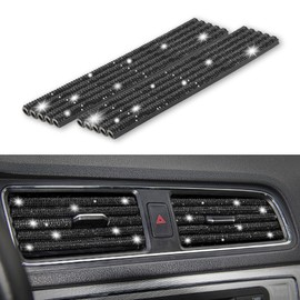 LivTee Bling Car Air Vent Outlet Moulding Trim, 10PCS Car Air Conditioner Decoration Strip, Bling Rhinestone Diamond Car Interior Accessories for Women and Teens, Black