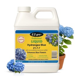 EZ-GRO Hydrangea Fertilizer, Liquid Plant Food 21-7-7 with Aluminum Sulfate for Hydrangeas - Perfect for Blue Flowers | Rhododendrons & Azalea Fertilizer, Ideal Hydroponic Nutrients - 1 qt (32 oz).