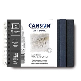 CANSON Professional Fine Grain Watercolor Paper Saunders Waterford 300gsm A5 Spiral Bound Landscape 20 White Sheets Ideal for Professional Artists and Students