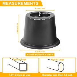 GAESHOW 8 Pack Round Bed Risers, Furniture Risers Heavy Duty Anti Slip Rubber Table Leg Extenders for Sofa, Table, and Chair and Bed, Under Bed Storage Space, Supports Up to 1300 lbs, Black