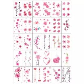 Henata Tattoo 헤나타투 타투 판박이 피안화 타투스티커 스티커 문신스티커 [3월의 벚꽃] Henata Tattoo Transfer Sticker: Peony Tattoo Sticker [March Cherry Blossoms]