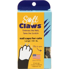 Soft Claws Nail Caps for Cats Made in USA - 40 Cat Claw Caps for 4-6 Weeks of Protection - Long-Lasting Cat Scratch Deterrent for Furniture - Black & Gold, Large