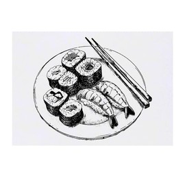 'Sushi on a Plate ' Temporary Tattoo - Water Resistant, Skin-Safe, Non-Toxic Transfer (TO00070817)