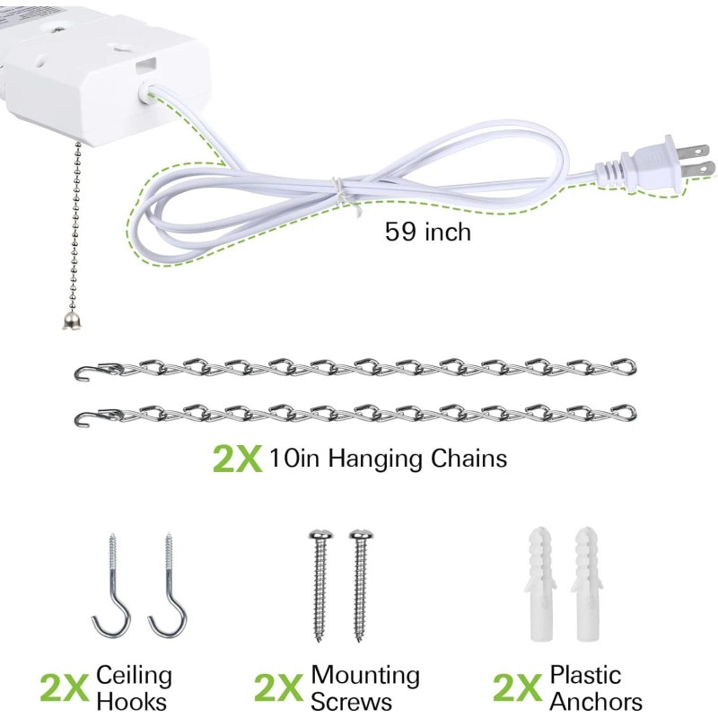 hykolity 42W Led Shop Light 4Ft 5000K Daylight Bright 4400