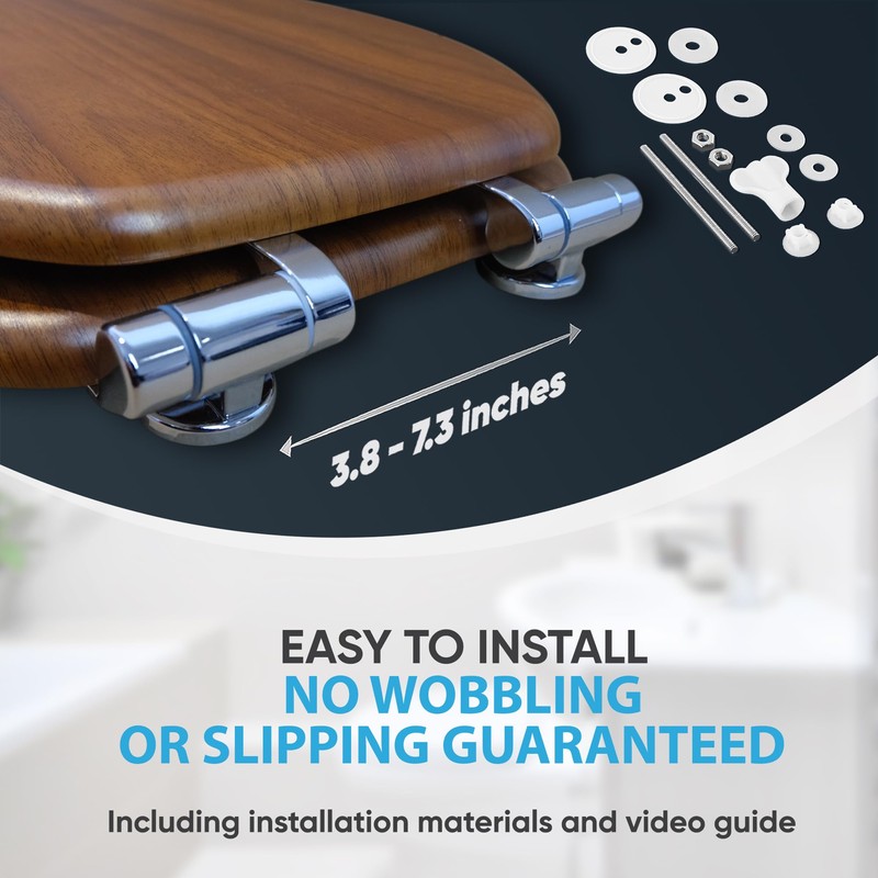 SANILO Wooden Toilet Seat with Soft Close [ROUND] - Decorative,