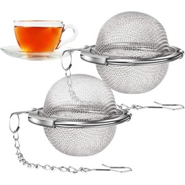 VERALY.MX Duo Infusor Té Esfera Metal Filtro Malla Acero Inoxidable Bola Metalica Universal Gancho Alta Calidad Seguro y Duradero 2 PIEZAS