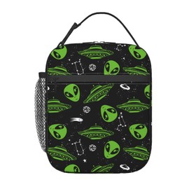 Gianlaima Alien Space Graffiti Spaceship Planet Stars Lunch Bag Portable Insulated Lunch Bag Reusable Cooler Totes For Women Men Adults Work Picnic Camping