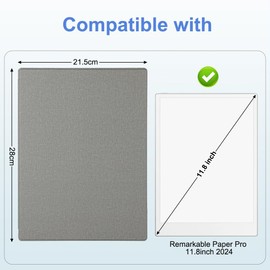 AXFEE Case for Remarkable Paper Pro 11.8", Ultra-Thin Lightweight Book Folio Cover with Pen Holder, Support Auto Wake and Sleep, PU Protective Cover for Remarkable Paper Pro 2024 Released, Gray