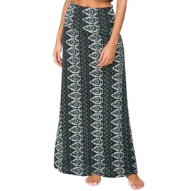 EXCHIC Women's Boho Flod Over Long Maxi Skirt Elastic High Waisted Long Skirts for Women (2, Large)