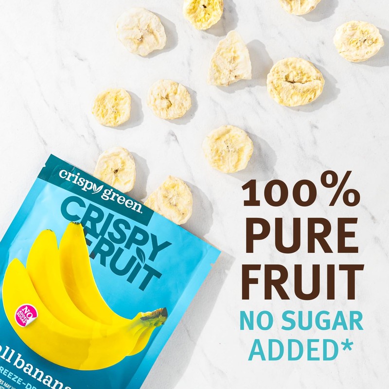 Crispy Green Natural Freeze-Dried Fruit, Banana Single-Serve, No Sugar Added,