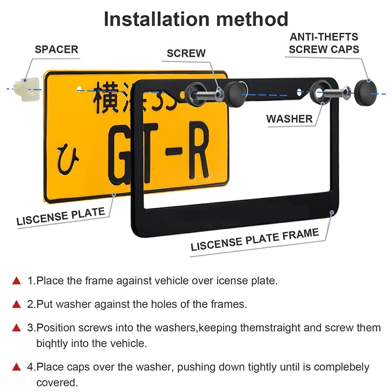 2 Pieces Porta Placas para Auto Acero Inoxidable Marco Universal