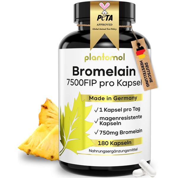 plantomol 180 bromelain capsules with 7500 FIP/capsule - high-dose bromelain