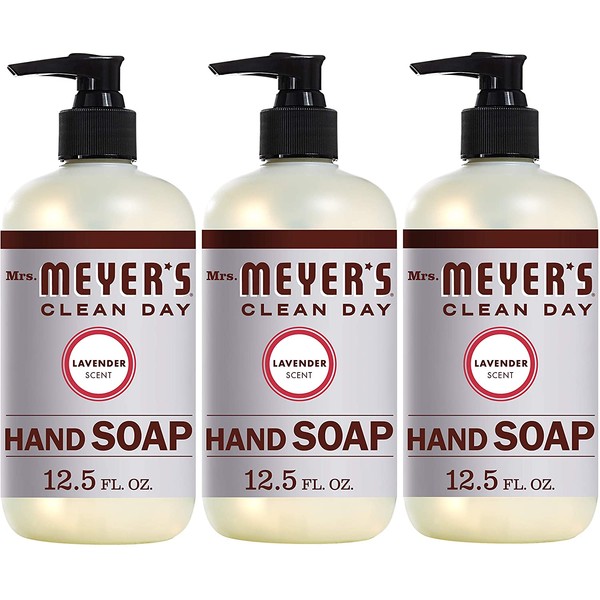 Mrs. Meyer's Clean Day Liquid Hand Soap, Cruelty Free and Biodegradable Hand Wash Made with Essential Oils, Lavender Scent, 12.5 oz - Pack of 3