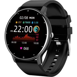MERTTO Reloj Inteligente Mujer Hombre Smartwatch, Impermeable IPX67, Monitor De Frecuencia Cardíaca/Oxígeno en Sangre/Presión Arterial, Múltiples Modos Deportivos, Monitor De Calorías (Negro)
