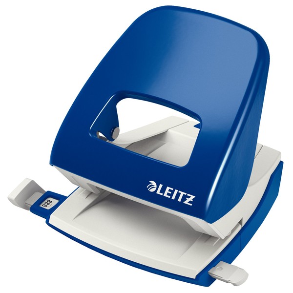 Leitz 50086035, Office Hole Punch, 2.5 mm, Metal with Guide Bar, Blue