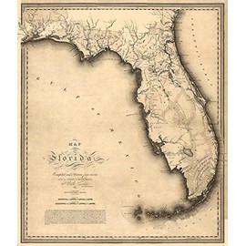 Magnet 1823 Historic Map of Florida and Gulf of Mexico Magnet Vinyl Magnetic Sheet for Lockers, Cars, Signs, Refrigerator 5"