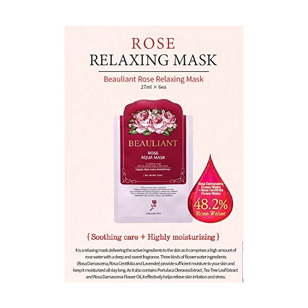 Rose Water to help reduce acne, dermatitis and other skin issues in a Relaxing and Soothing Mild Rose Water Scent Face masks - 6 count