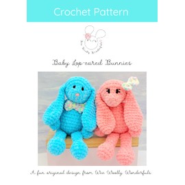 Crochet Pattern - Baby Lop-eared Bunnies Pattern - Printed A5 Amigurumi Toy Pattern