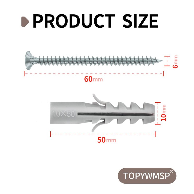 Screws and Wall Plugs Set(10pcs Screws and 10pcs Wall Plugs),Zinc
