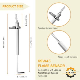 69W43 Flame Sensor for Lennox Furnace - Flame Sensor Igniter Sensing Rod Fit for Ducane Armstrong and Lennox EL180 ML18UH Furnaces, Heat Sensor Replace 69W4301 LB-74940B LB74940B (1)