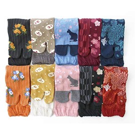 Box408 Women's Tabi Socks, Set of 10, Modern Japanese Style, Size 8.7 - 9.4 inches (22 - 24 cm), multicolor