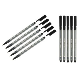 NATARAJ Mist Fine Tip Smooth Ballpoint Pens (10 x 0.7mm BLACK Ball Pens + 1 x ZOFAX Gel BLACK Pen)