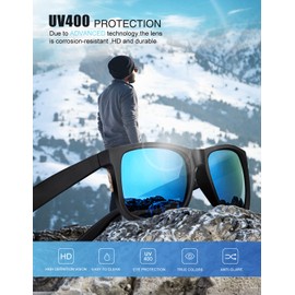 KALIYADI Sunglasses Men Polarized Sun glasses for Mens Womens Classic Matte Black Frame UV Protection 3pack(Grey/Ice Blue/Green)