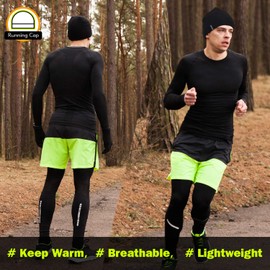 EMPIRELION - Gorros multifuncionales ligeros de 9 pulgadas, ajuste cómodo, gorro de calavera para correr, gorras de dormir, Negro + Gris Oscuro Mel., One Size