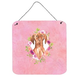 Caroline's Treasures Vizsla Pink Flowers Door Hanging Prints Wall-Decor, Multicolor