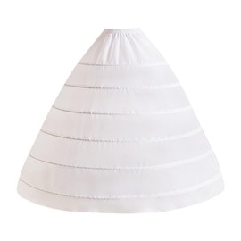 CDSSL Women's Petticoat Crinoline 6 Hoop Underskirt Slips A-Line Floor Length for Wedding Ball Gown White