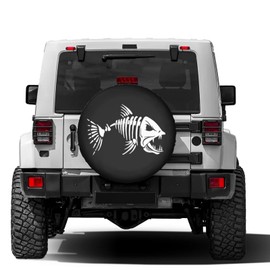 Foruidea Bones Fish Tire Cover Waterproof Dust-Proof UV Sun Wheel Tire Cover Fit for Jeep,Trailer, RV, SUV and Many Vehicle 17 Inch