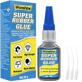 Wonshine Rubber Glue 30 g, Black Rubber Cement, for Tires, Boots, Belts, DIY Craft, Car, Shoes, with Anti-Clog Cap, Waterproof, Heat-Resistant
