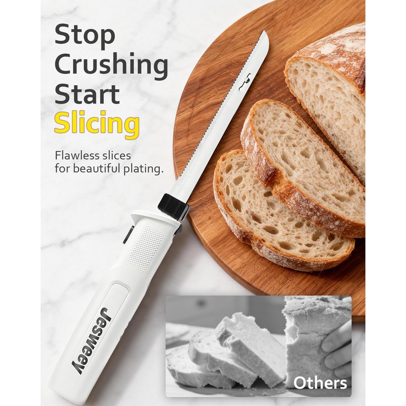 Jesweey Cordless Electric Carving Knife for Meat Slicing, Fish, Bread,