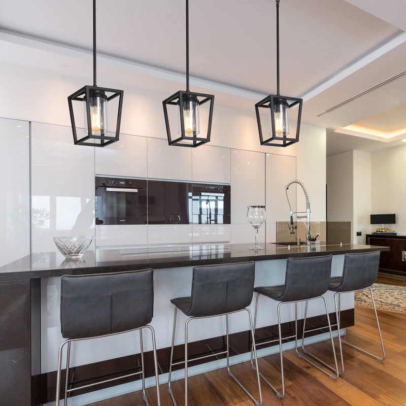 SGLfarmty Black Pendant Lights Kitchen Island, 1-Light Light Fixtures, Farmhouse