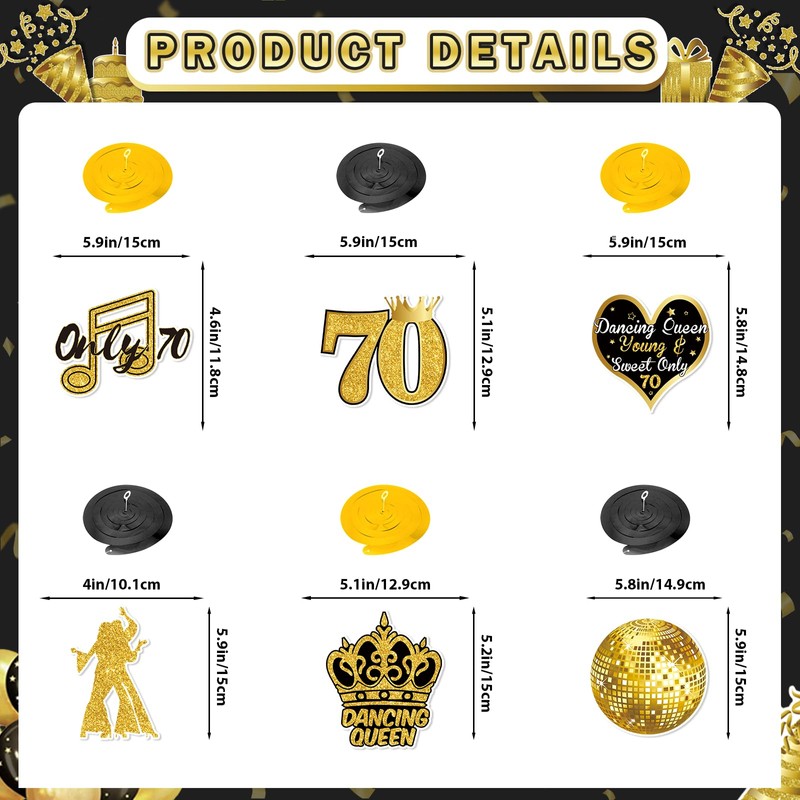 Dancing Queen Young & Sweet Only 70 Banner Gold Glitter,