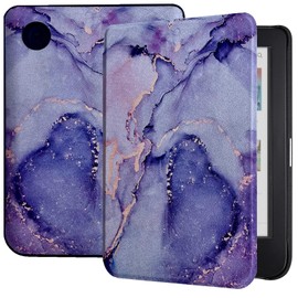 Caweet Case for Kobo Clara Colour/Kobo Clara BW 6 Inch 2024 Release, Ultra Lightweight PU Leather Shell Cover with Auto Wake/Sleep, Lilac Marble